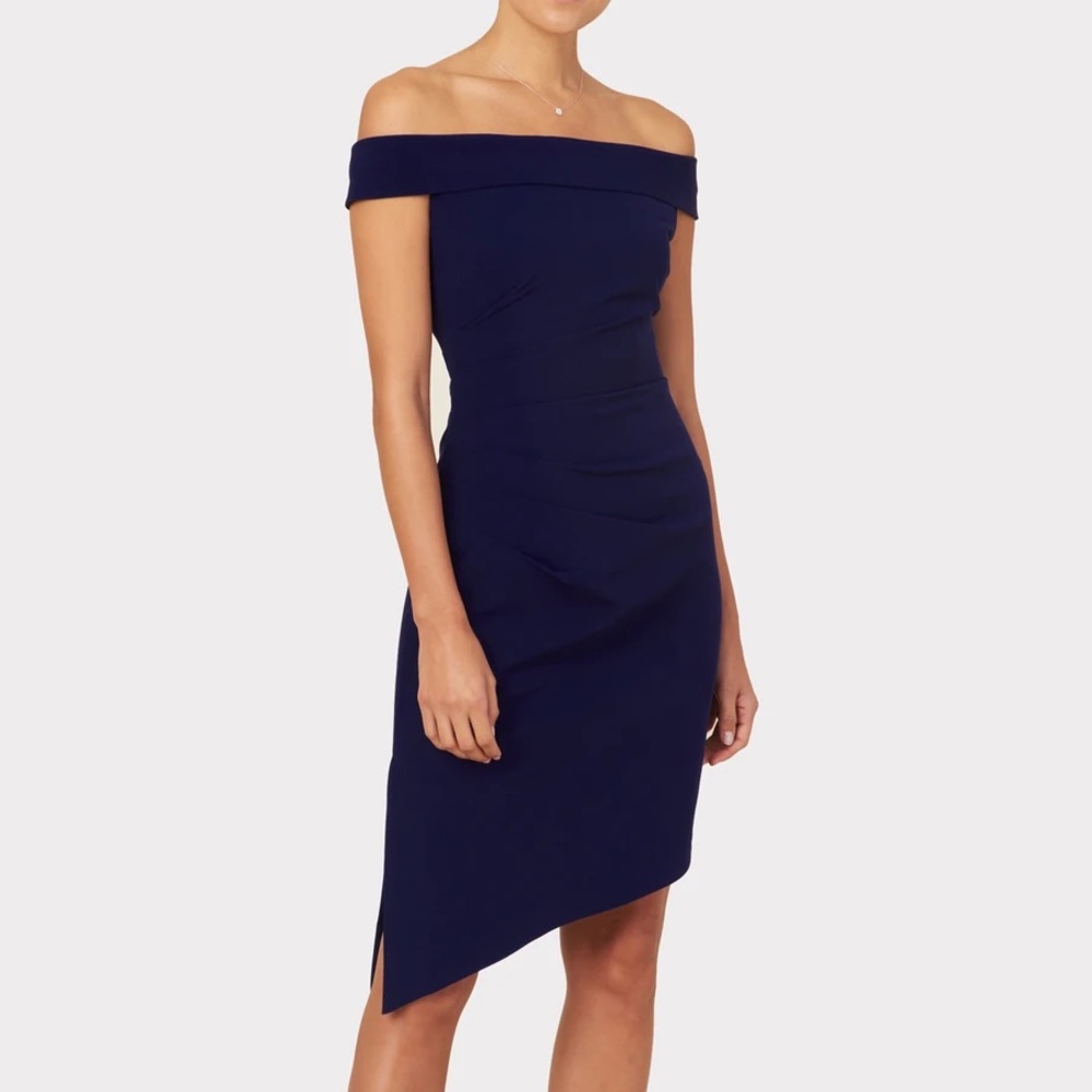 Milly Ally Cocktail Dress Navy Off Shoulder